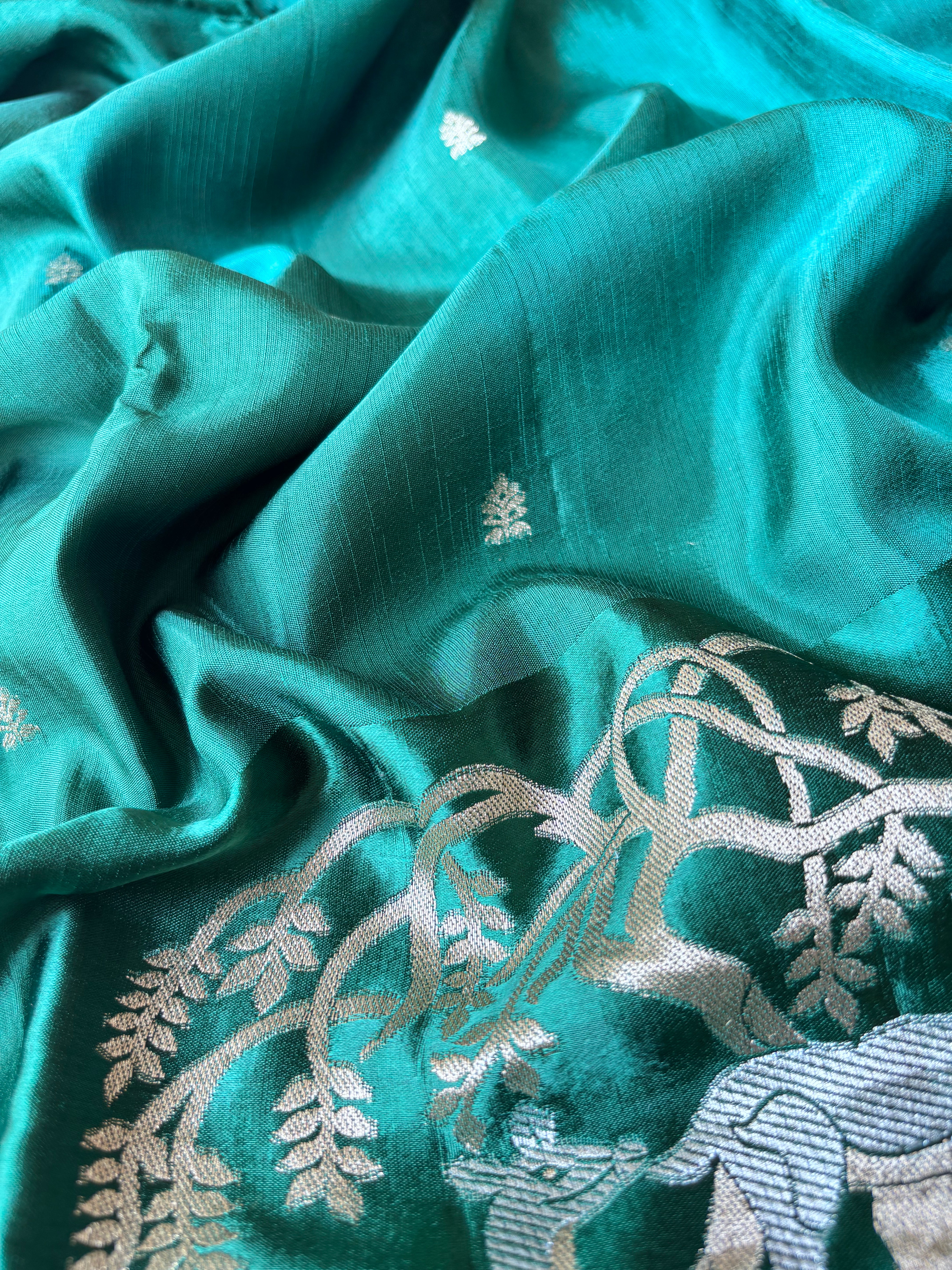 Bottle Green Mashru Silk Saree